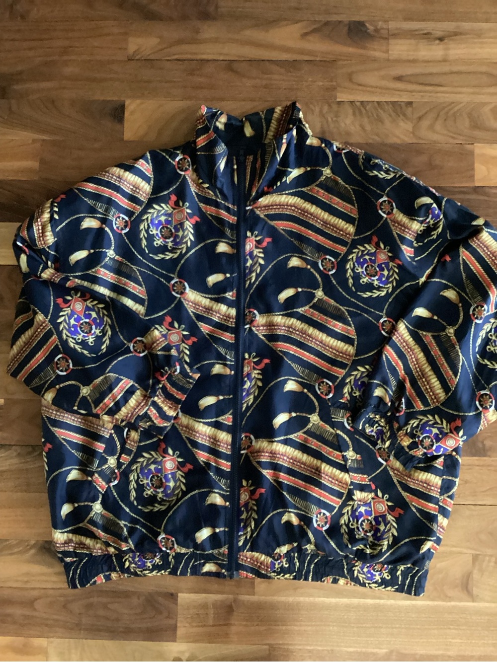 Women's Vintage Bogari Studio Silk Nautical Bomber Jacket 3X